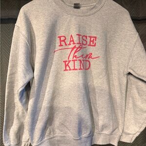 Gildan Light Gray Sweatshirt with Pink Print